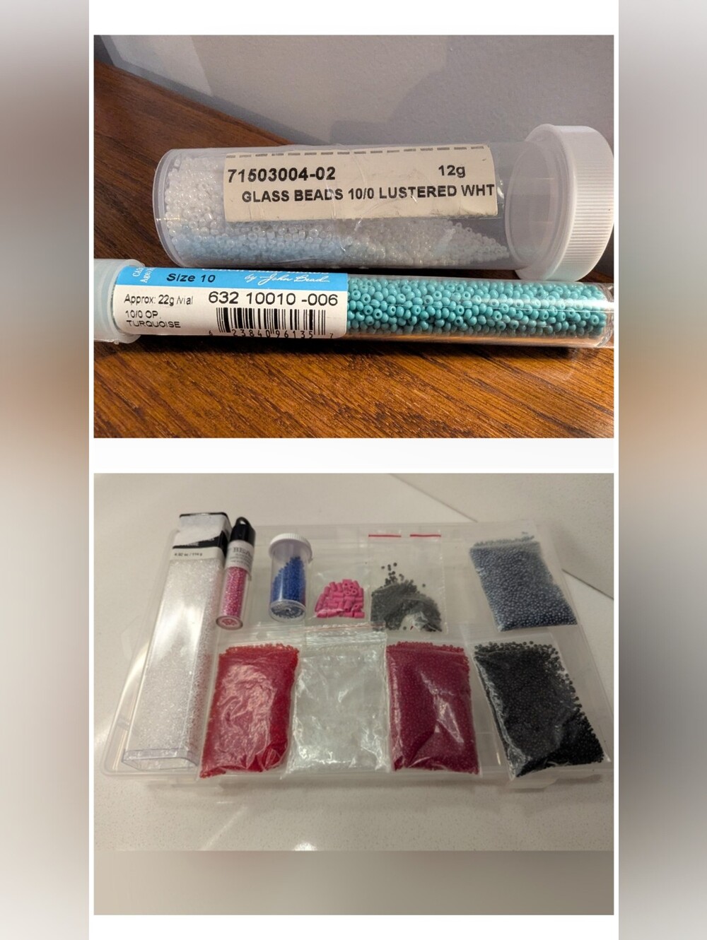 Beading Supplies, Glass Beads & bead Sorting Case 12 Assorted Type/ Colours